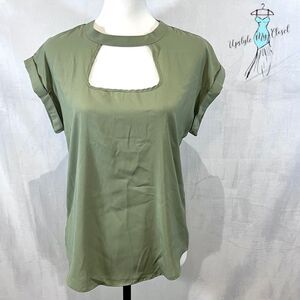 Olive green square cutout top size medium